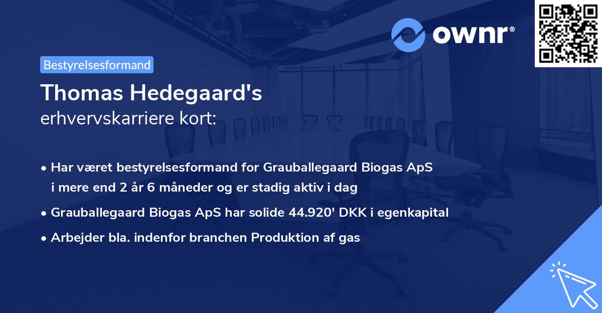 Thomas Hedegaard's erhvervskarriere kort
