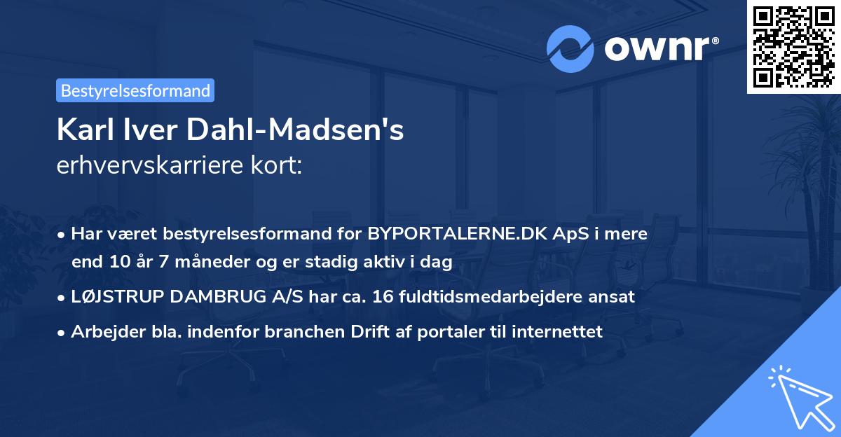 Karl Iver Dahl-Madsen's erhvervskarriere kort