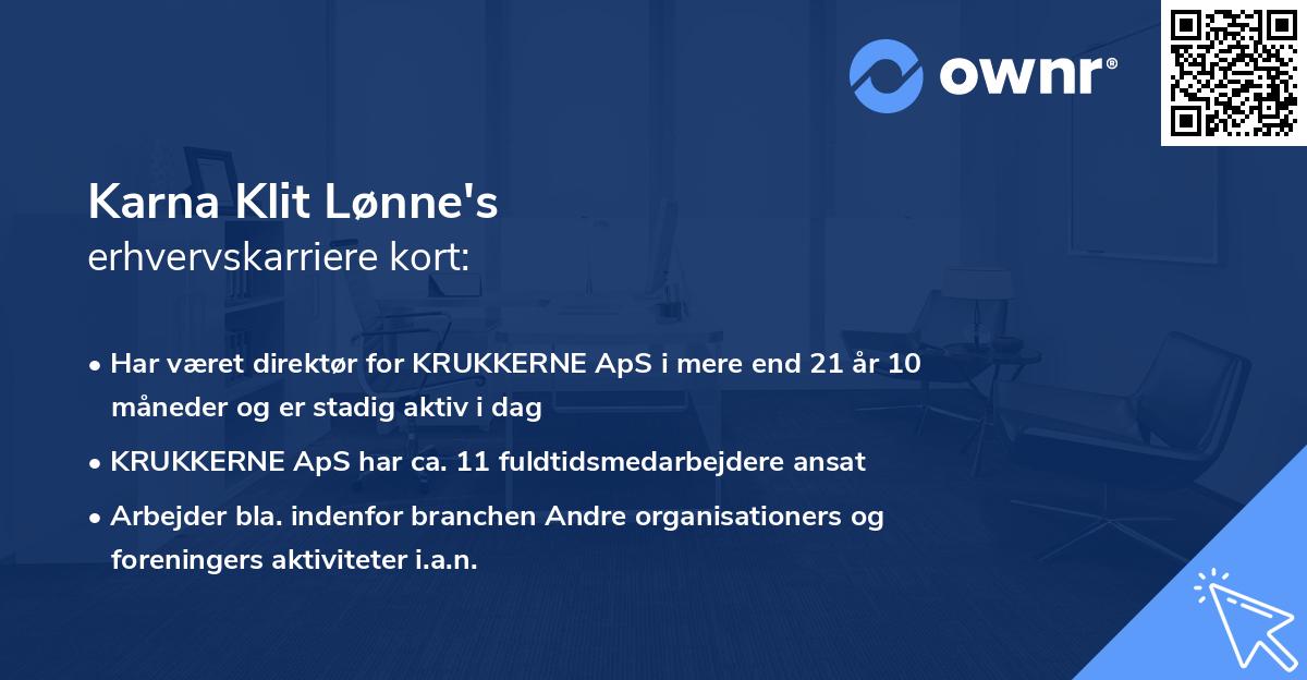Karna Klit Lønne's erhvervskarriere kort