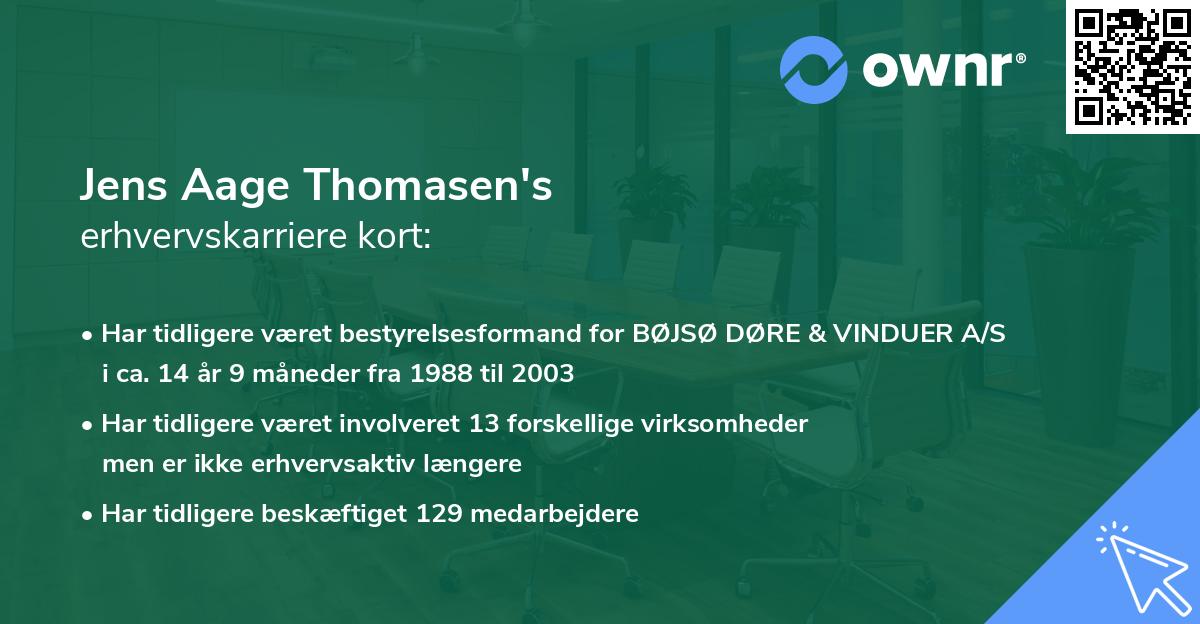 Jens Aage Thomasen's erhvervskarriere kort