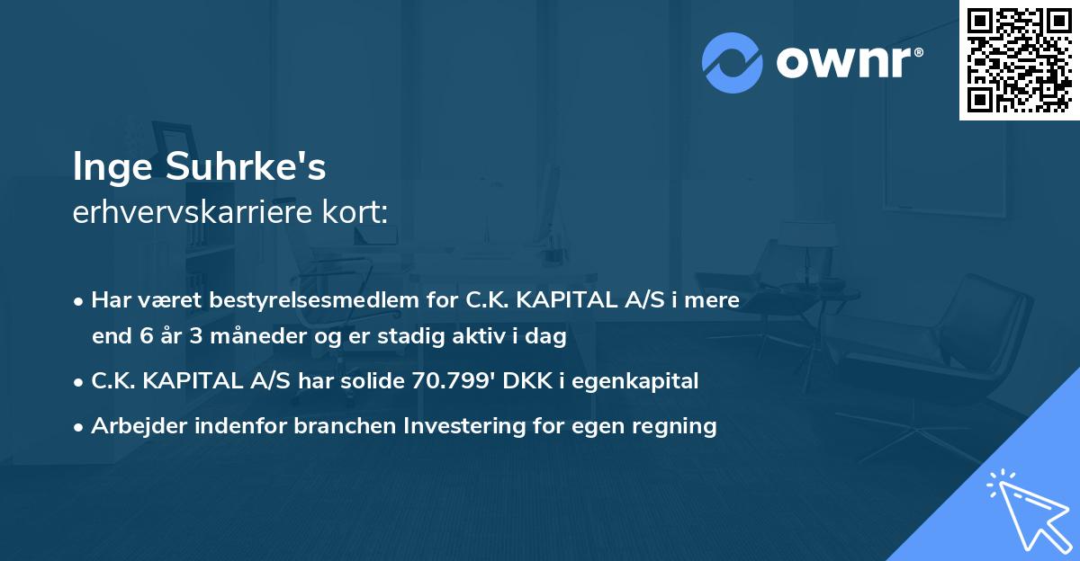 Inge Suhrke's erhvervskarriere kort