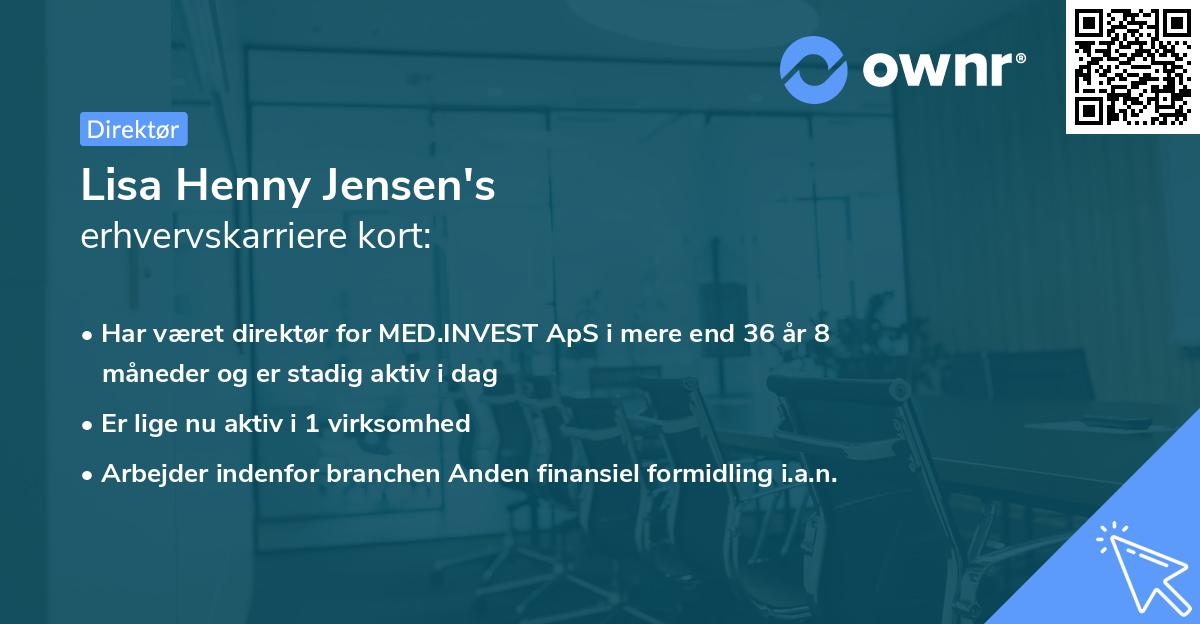 Lisa Henny Jensen's erhvervskarriere kort