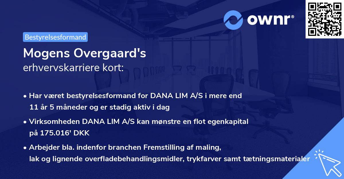Mogens Overgaard's erhvervskarriere kort
