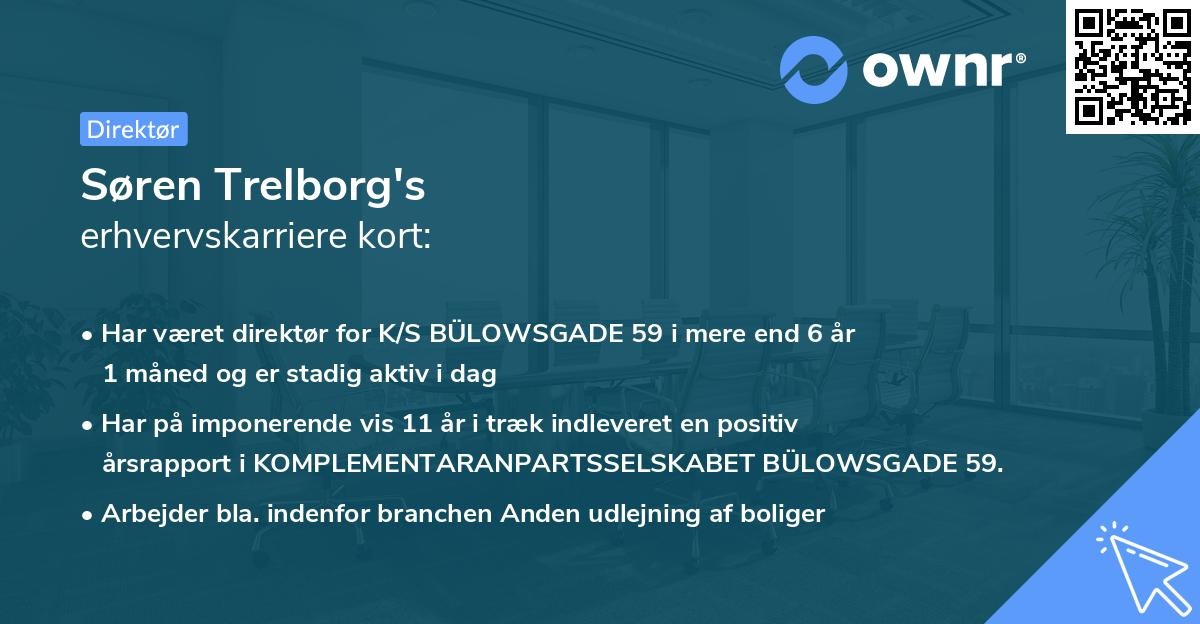 Søren Trelborg's erhvervskarriere kort