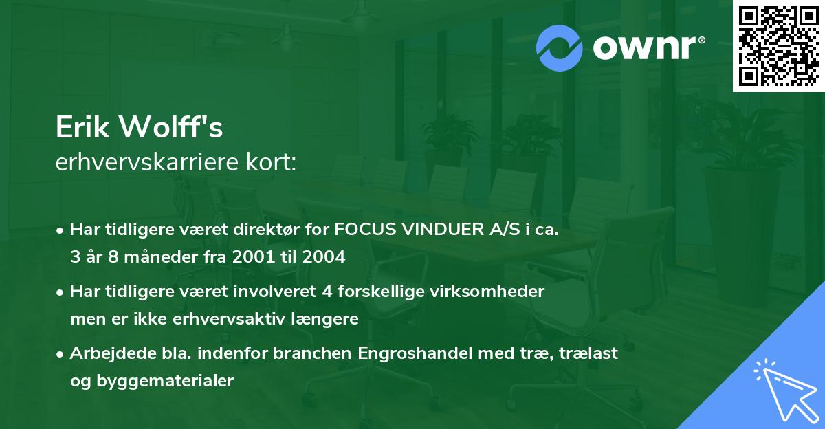 Erik Wolff's erhvervskarriere kort