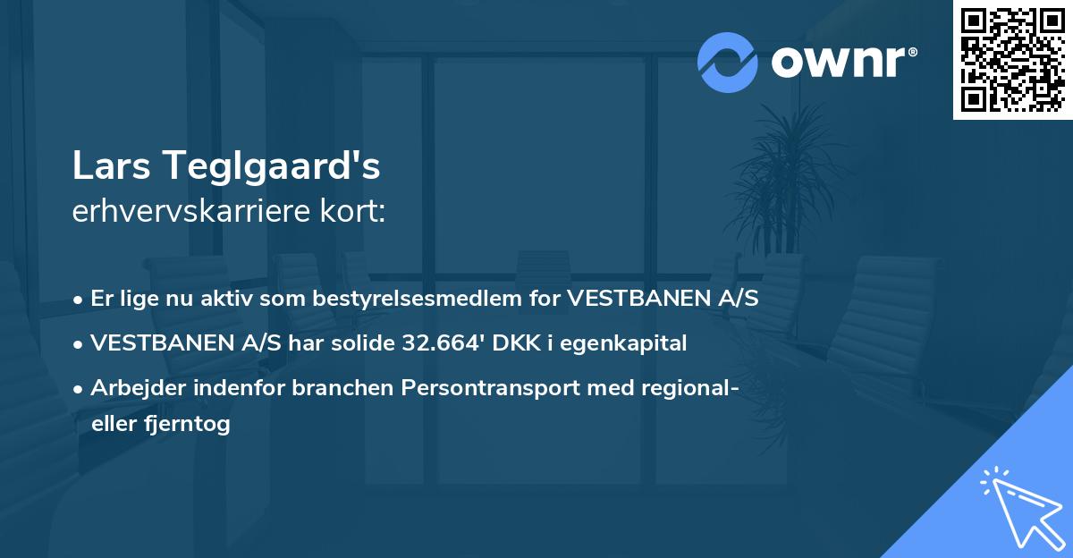 Lars Teglgaard's erhvervskarriere kort