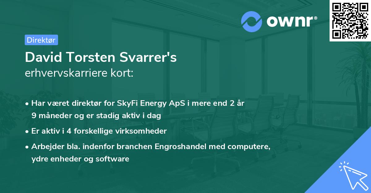 David Torsten Svarrer's erhvervskarriere kort