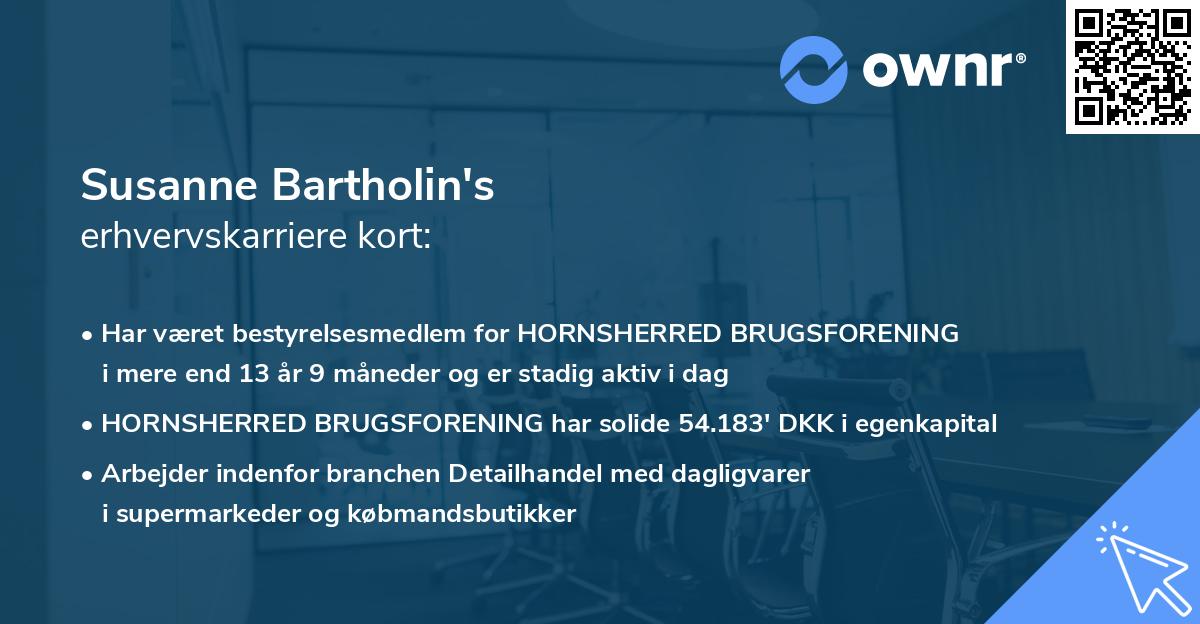 Susanne Bartholin's erhvervskarriere kort