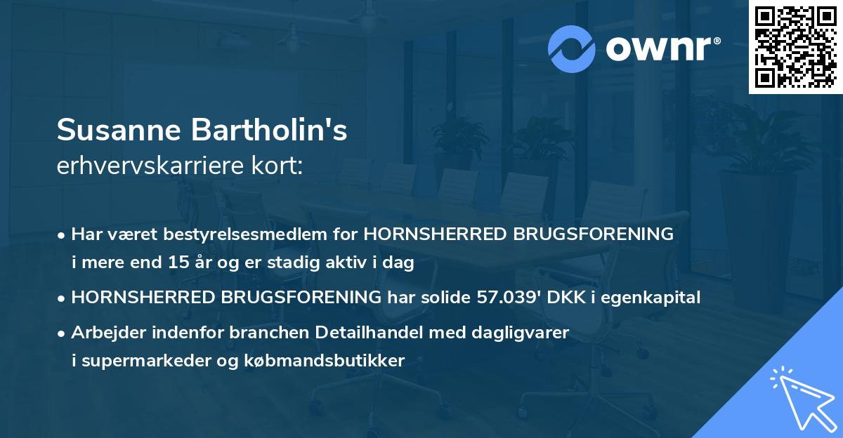 Susanne Bartholin's erhvervskarriere kort