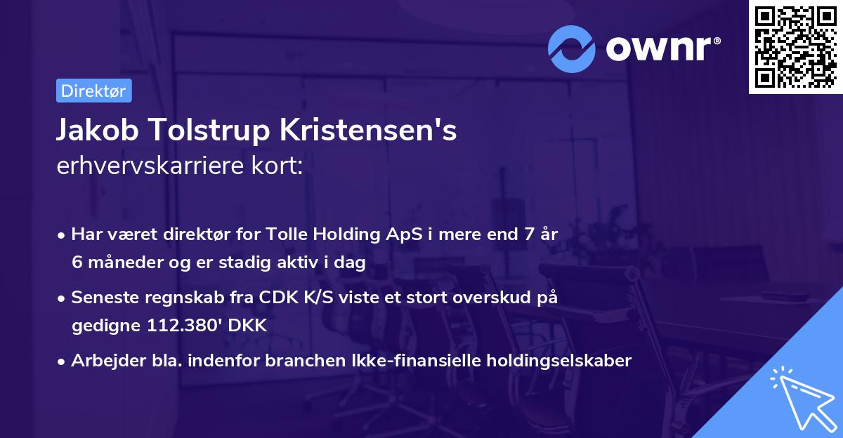Jakob Tolstrup Kristensen's erhvervskarriere kort