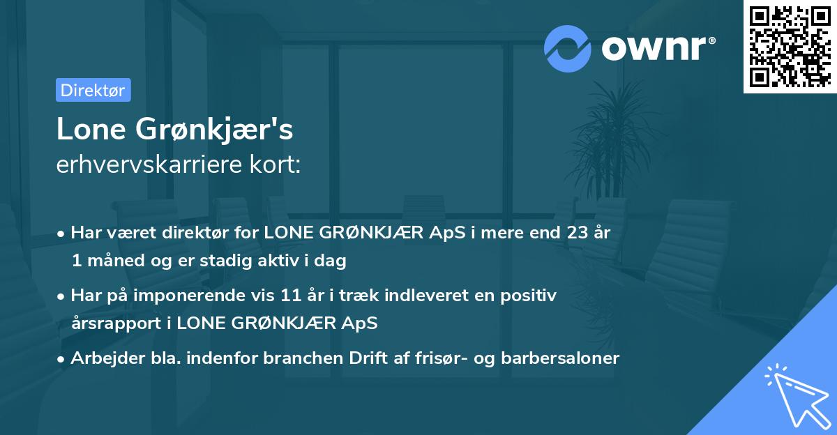 Lone Grønkjær's erhvervskarriere kort