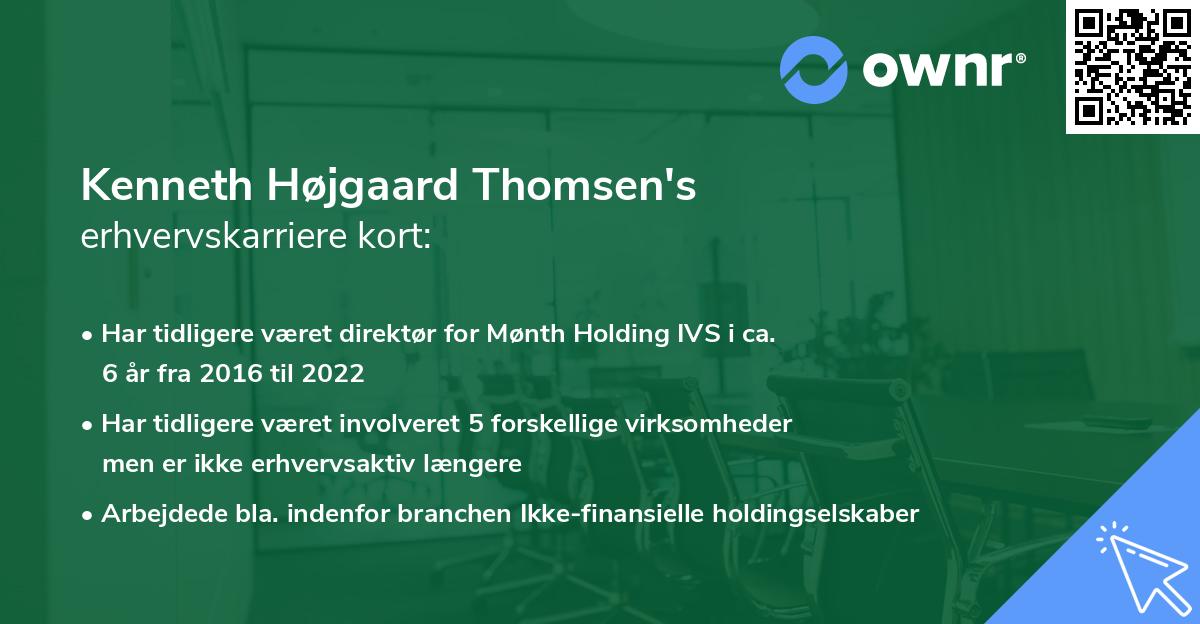 Kenneth Højgaard Thomsen's erhvervskarriere kort