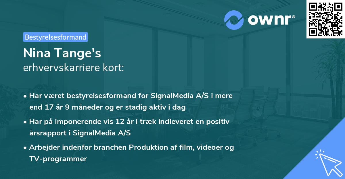 Nina Tange's erhvervskarriere kort