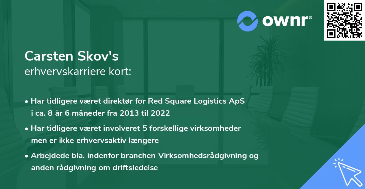 Carsten Skov's erhvervskarriere kort