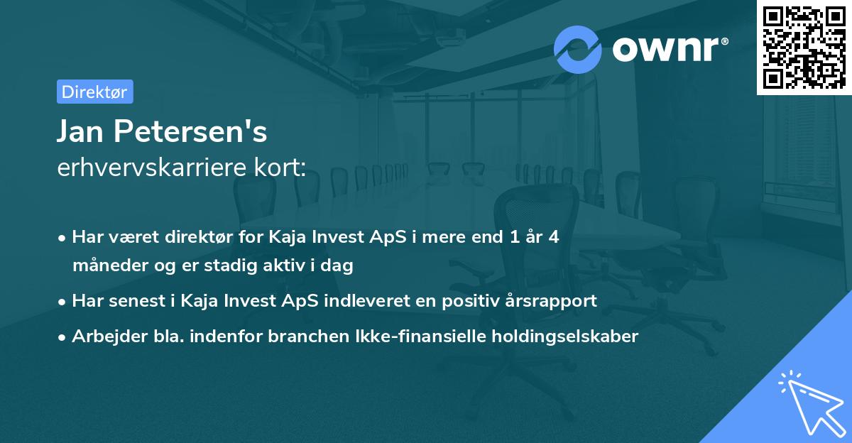 Jan Petersen's erhvervskarriere kort
