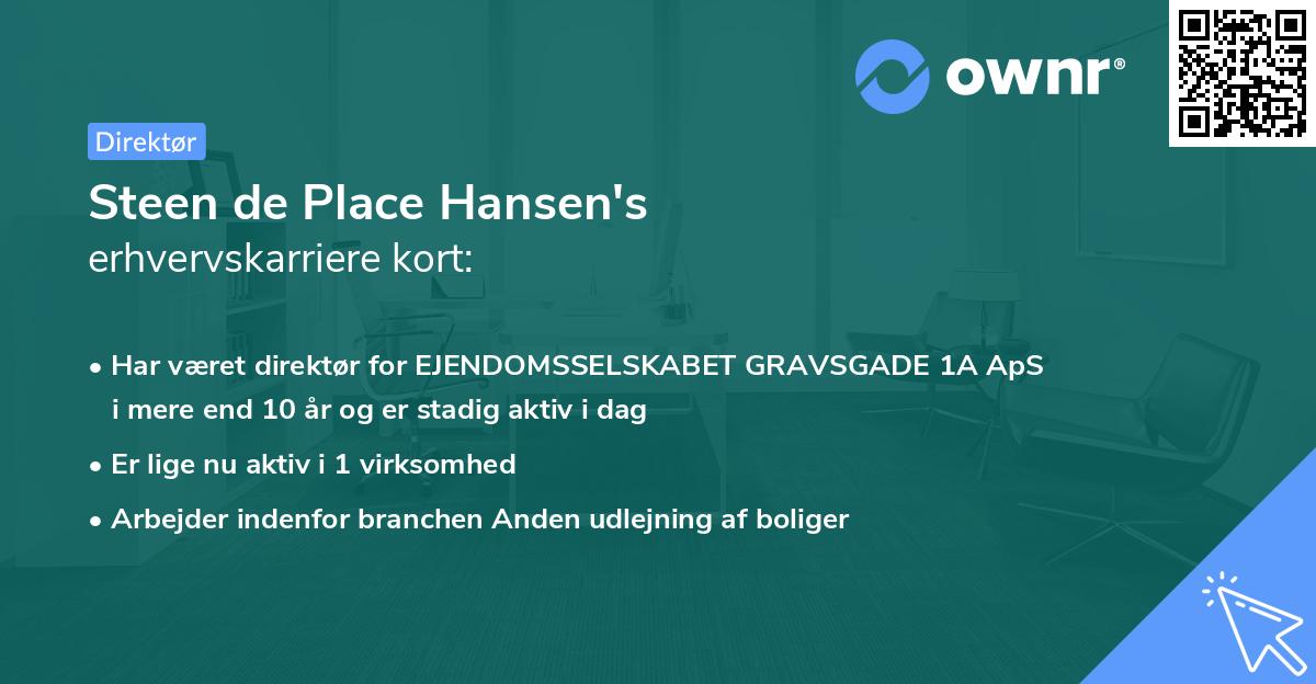 Steen de Place Hansen's erhvervskarriere kort