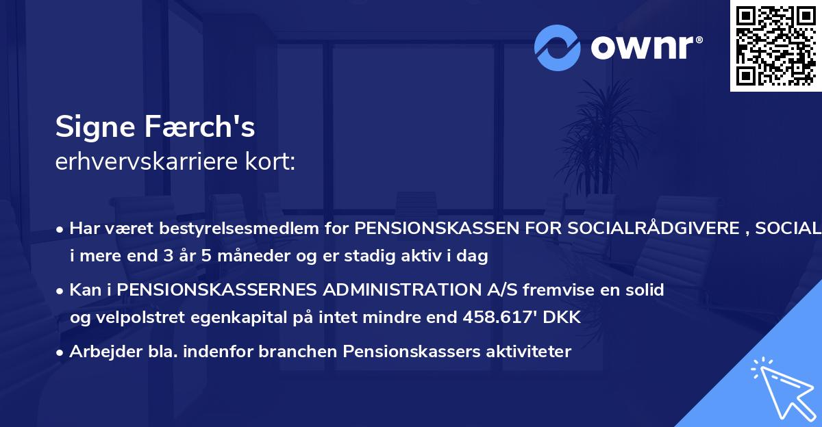 Signe Færch's erhvervskarriere kort