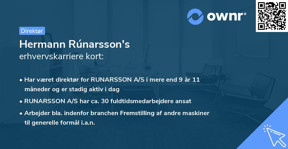 Hermann Rúnarsson's erhvervskarriere kort