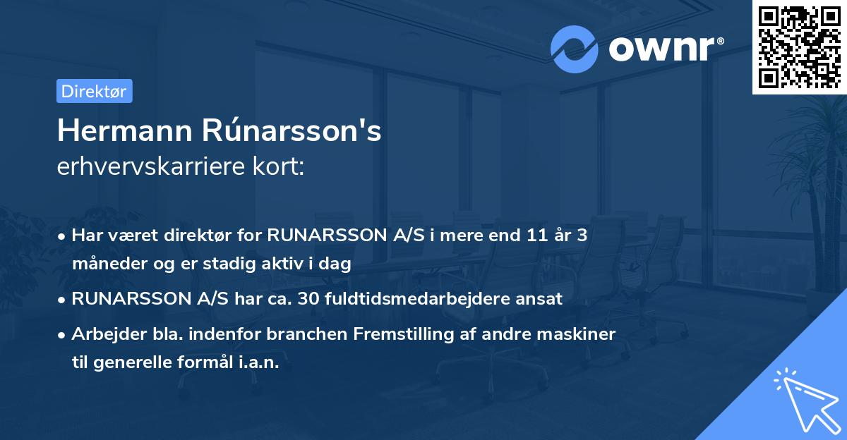 Hermann Rúnarsson's erhvervskarriere kort
