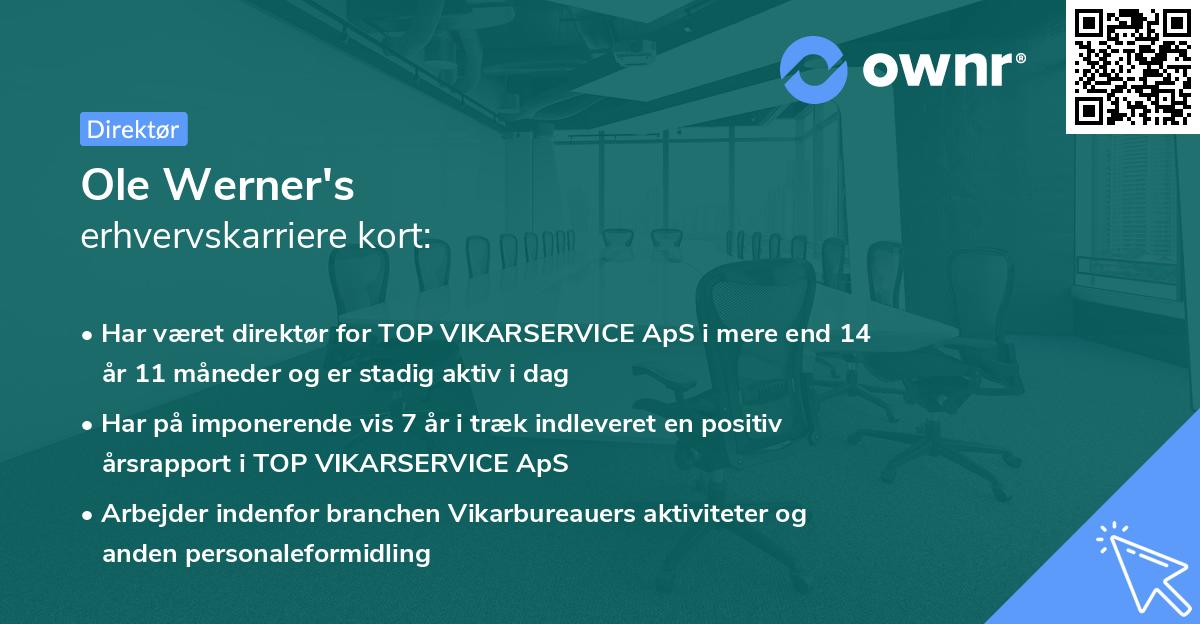 Ole Werner's erhvervskarriere kort
