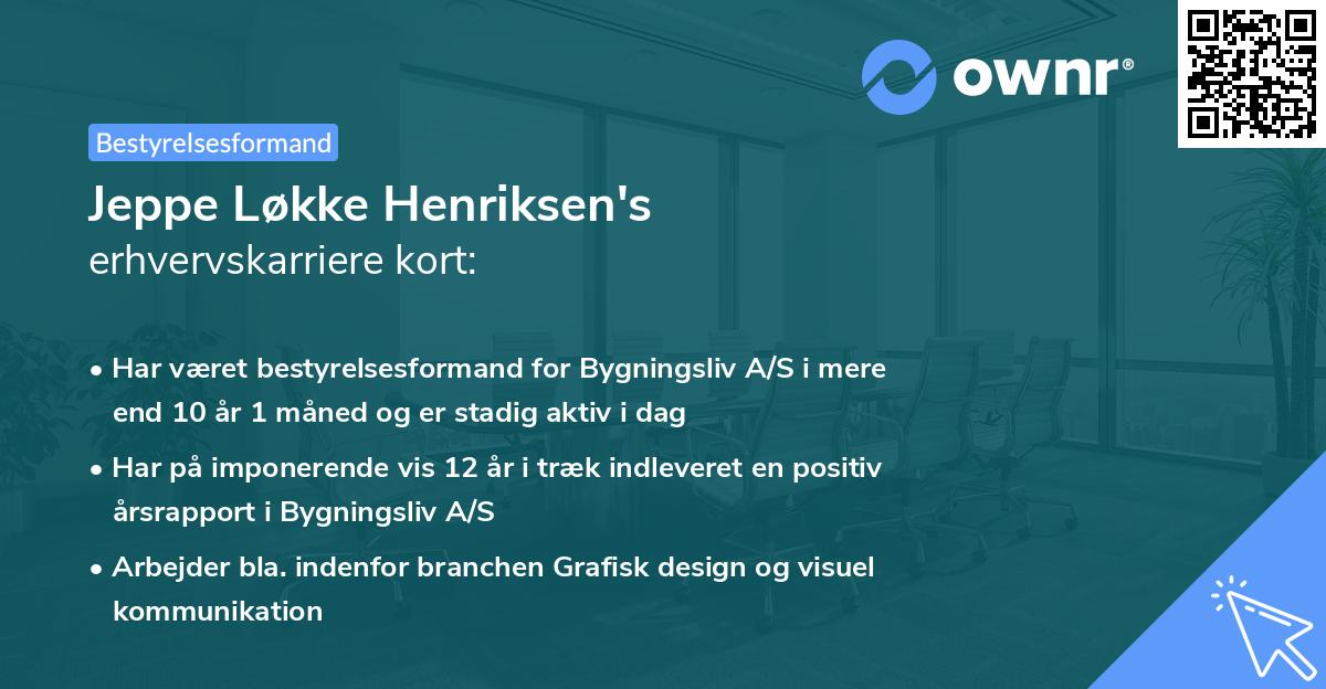 Jeppe Løkke Henriksen's erhvervskarriere kort
