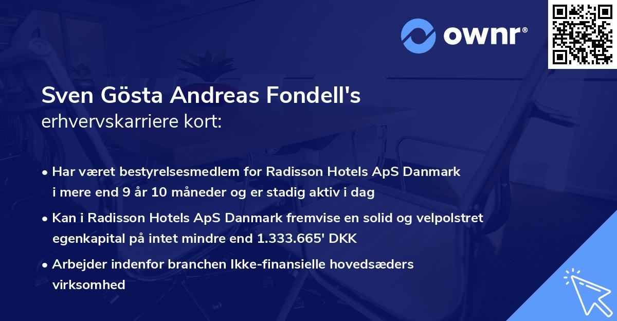 Sven Gösta Andreas Fondell's erhvervskarriere kort