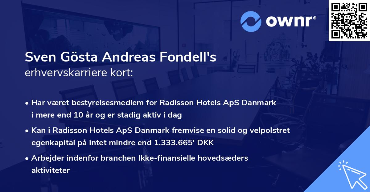 Sven Gösta Andreas Fondell's erhvervskarriere kort