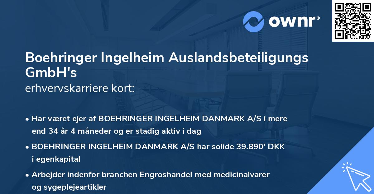 Boehringer Ingelheim Auslandsbeteiligungs GmbH's erhvervskarriere kort