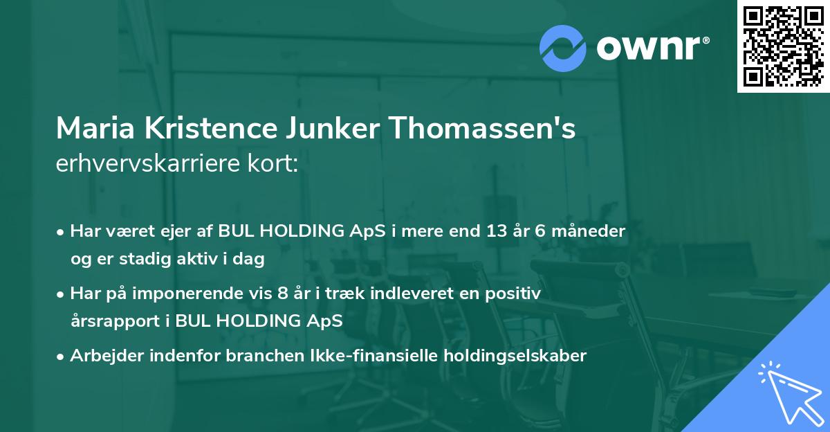 Maria Kristence Junker Thomassen's erhvervskarriere kort