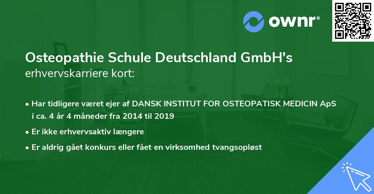 Osteopathie Schule Deutschland GmbH's erhvervskarriere kort