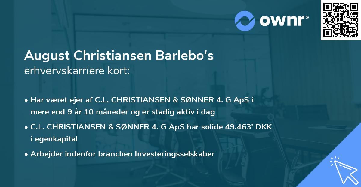 August Christiansen Barlebo's erhvervskarriere kort