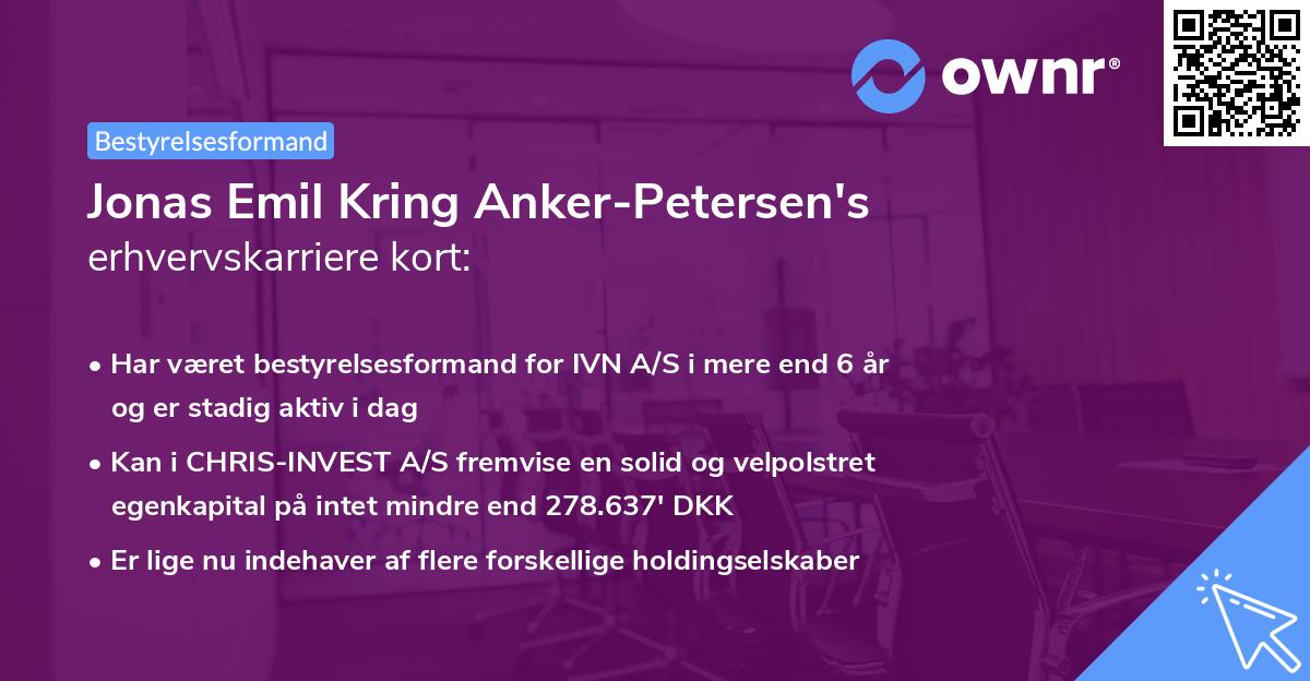 Jonas Emil Kring Anker-Petersen's erhvervskarriere kort