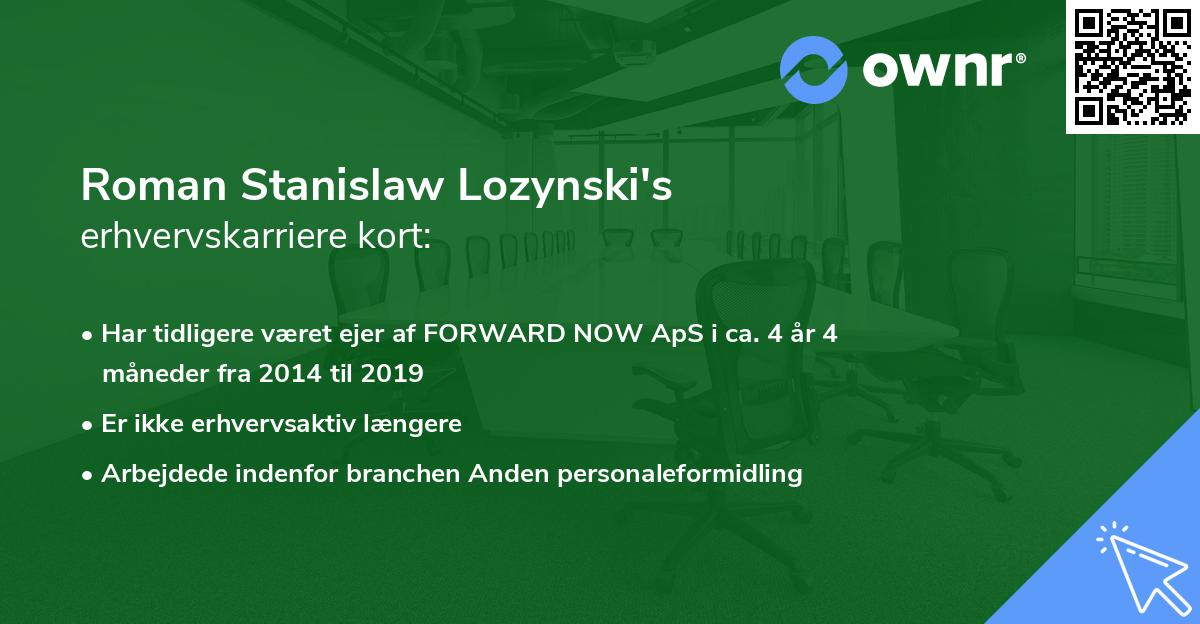 Roman Stanislaw Lozynski's erhvervskarriere kort