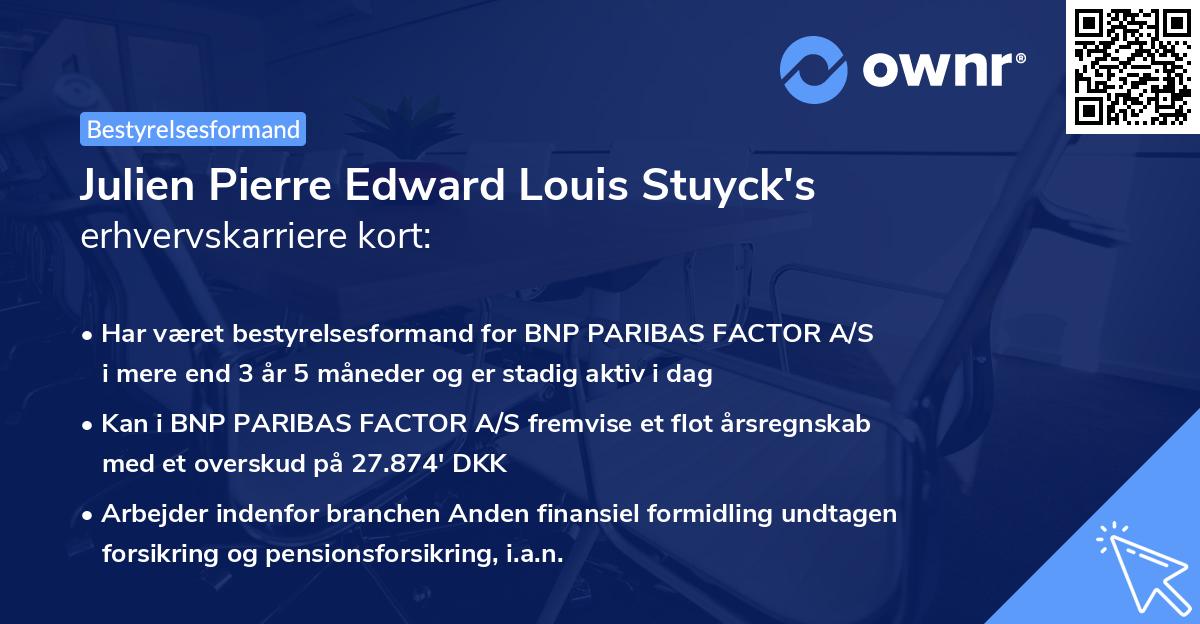 Julien Pierre Edward Louis Stuyck's erhvervskarriere kort