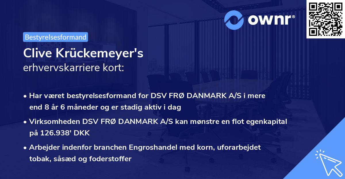 Clive Krückemeyer's erhvervskarriere kort