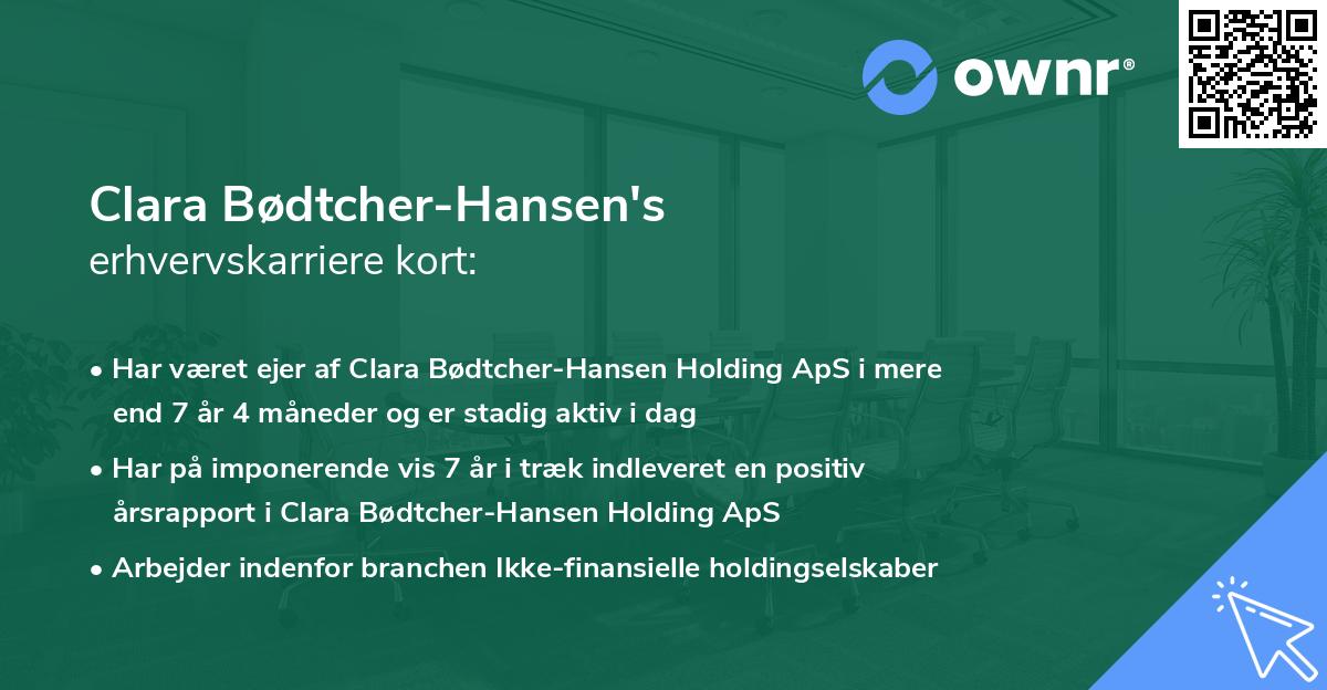 Clara Bødtcher-Hansen's erhvervskarriere kort