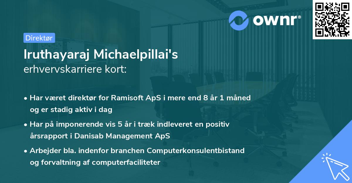 Iruthayaraj Michaelpillai's erhvervskarriere kort