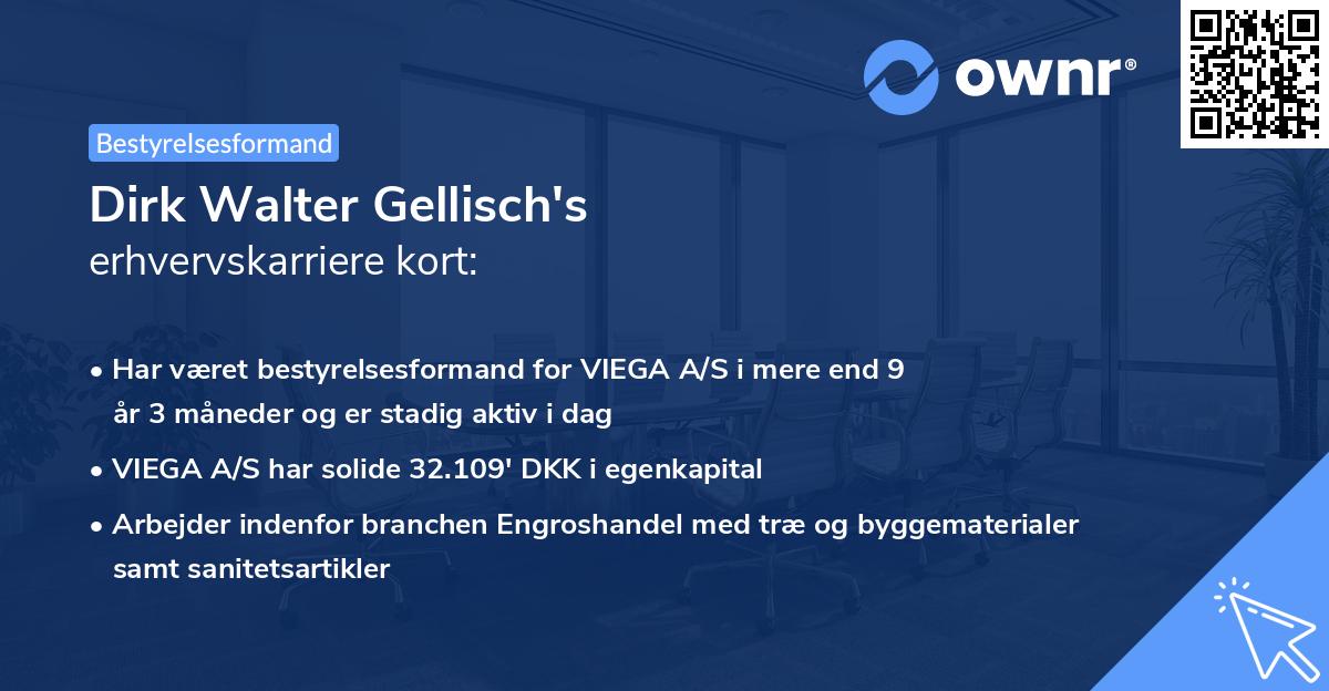 Dirk Walter Gellisch's erhvervskarriere kort