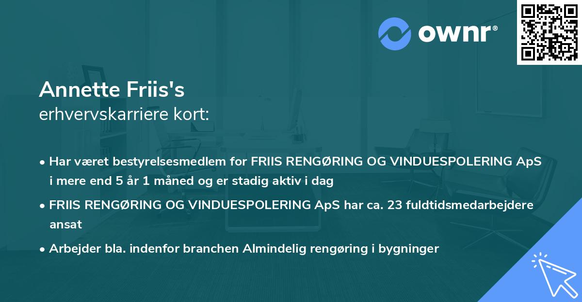 Annette Friis's erhvervskarriere kort