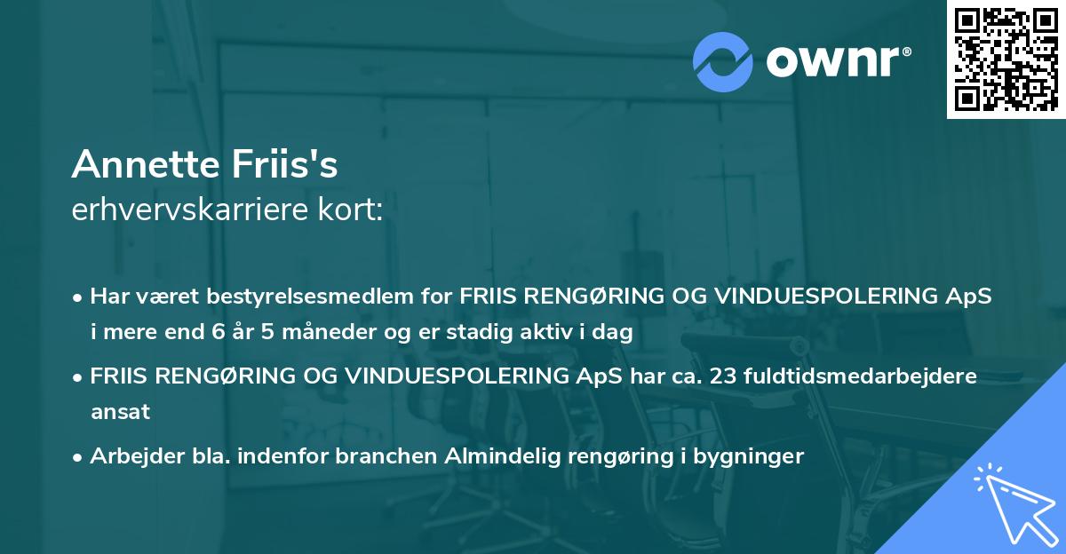 Annette Friis's erhvervskarriere kort