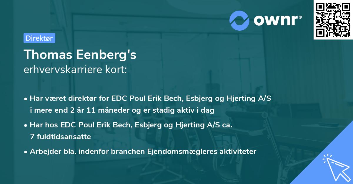 Thomas Eenberg's erhvervskarriere kort