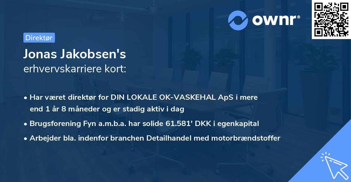 Jonas Jakobsen's erhvervskarriere kort