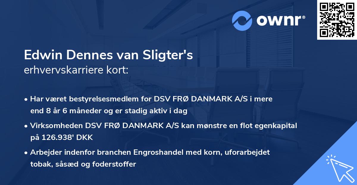 Edwin Dennes van Sligter's erhvervskarriere kort