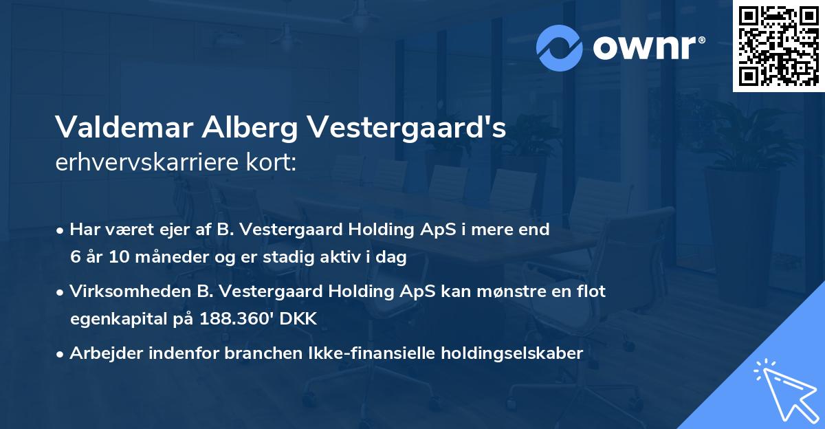 Valdemar Alberg Vestergaard's erhvervskarriere kort