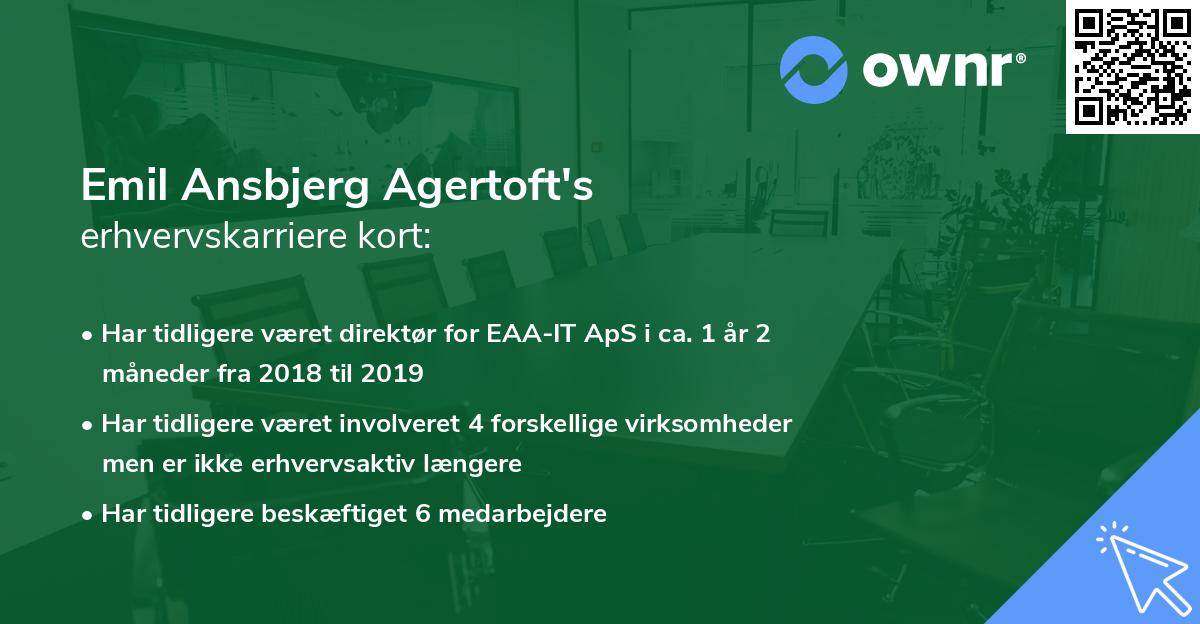 Emil Ansbjerg Agertoft's erhvervskarriere kort