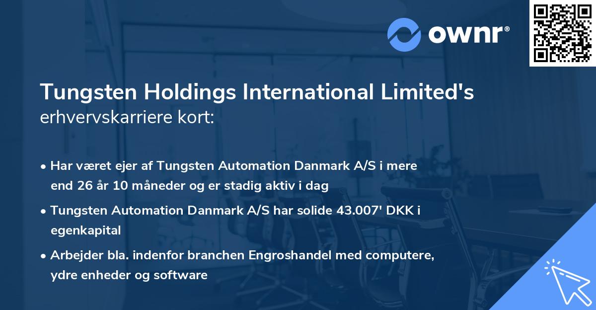 Tungsten Holdings International Limited's erhvervskarriere kort