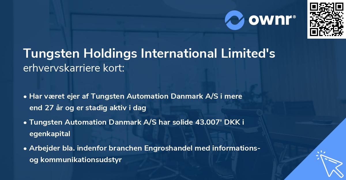 Tungsten Holdings International Limited's erhvervskarriere kort