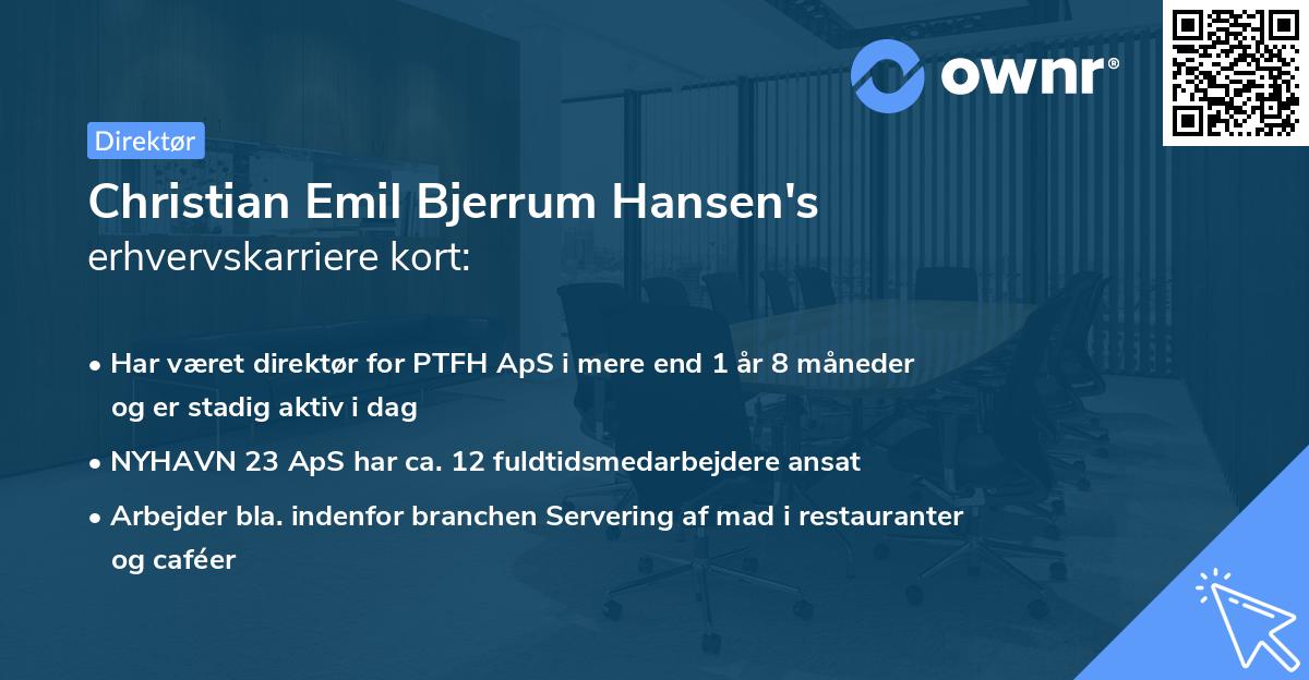 Christian Emil Bjerrum Hansen's erhvervskarriere kort