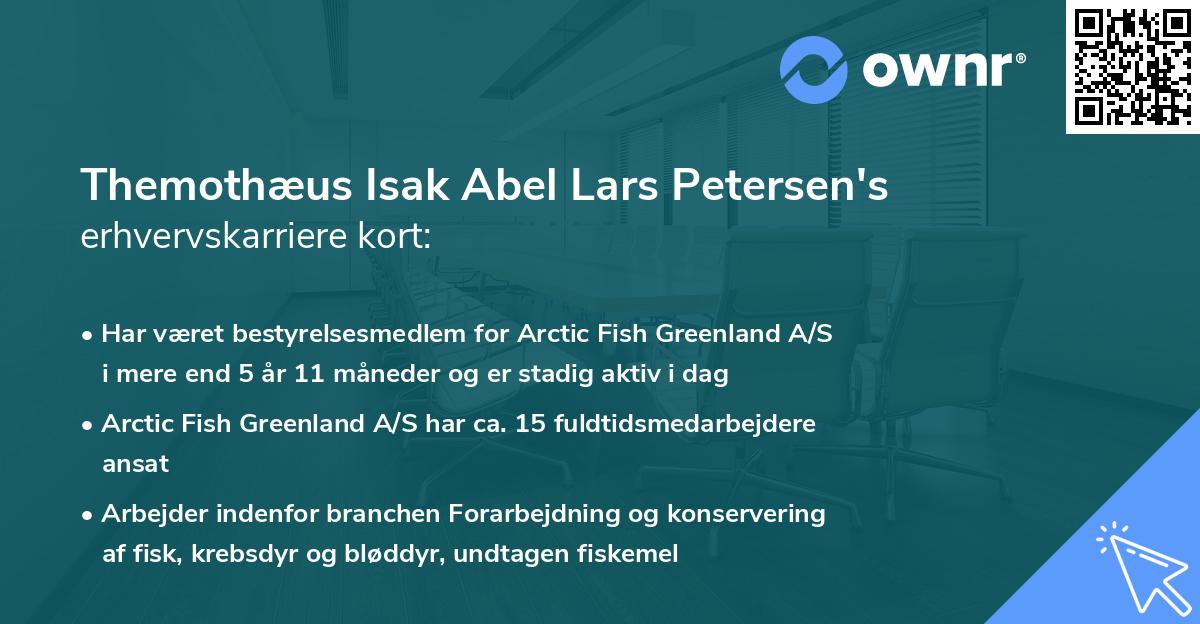 Themothæus Isak Abel Lars Petersen's erhvervskarriere kort