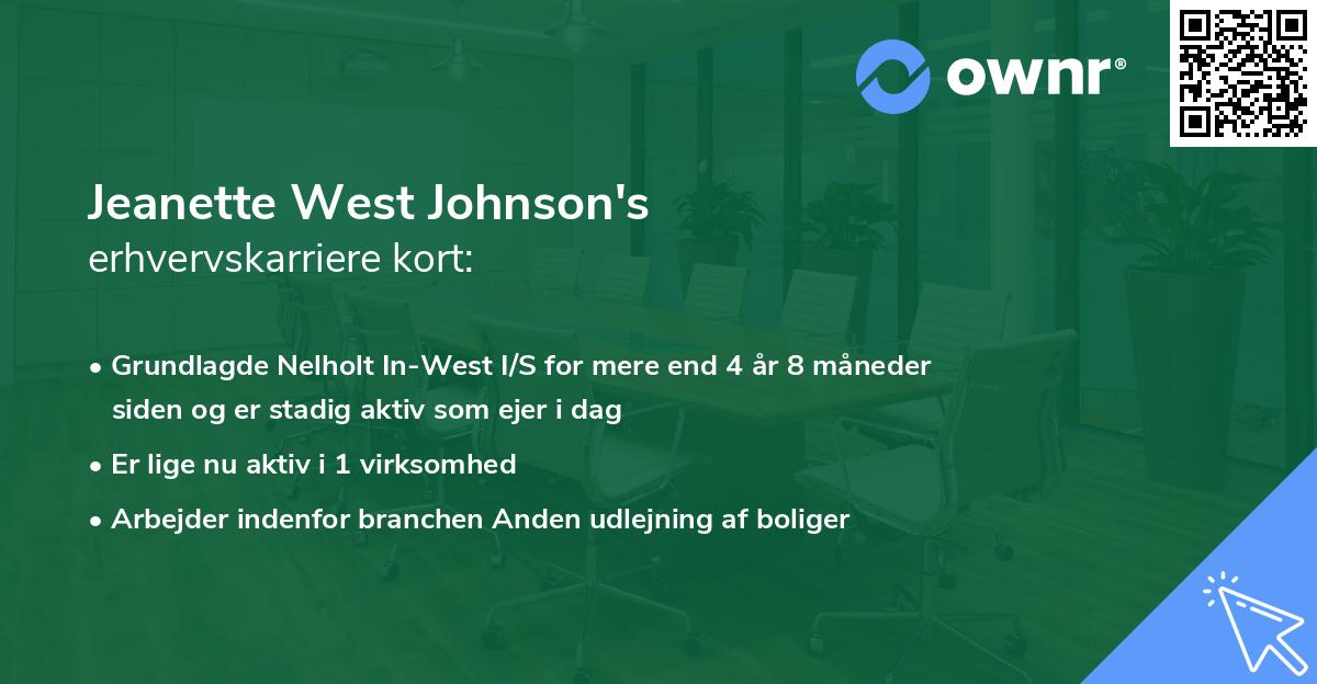 Jeanette West Johnson's erhvervskarriere kort